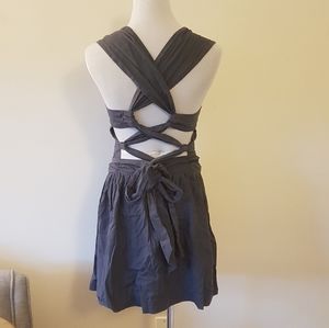 French Connection Slate Crisscross Exposed Back Dress